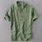 Camisa Holgada de Algodón y Lino para Hombre - Manga Corta Verano