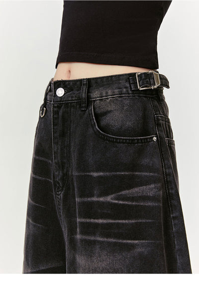 Pantalones Vaqueros Cropped Retro Americano con Patrón Barba de Gato Delavado - Image 10