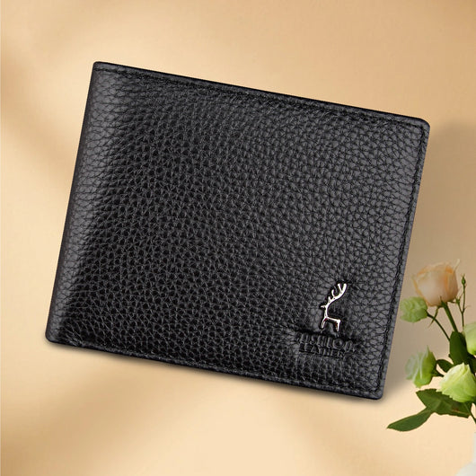 Billetera Bifold Corta para Hombre en Cuero Genuino de Res Negro - Image 8