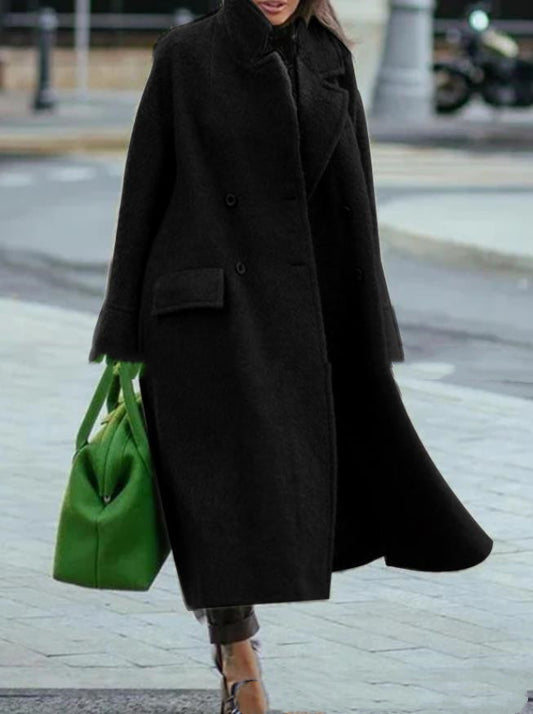 Blazer de Lana Verde Suelta con Solapa - Textura Premium para Commuter - Image 2
