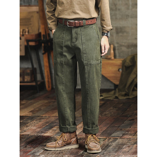 Pantalones Cargo Holgados Verde Militar Estilo Retro para Hombre - Image 2