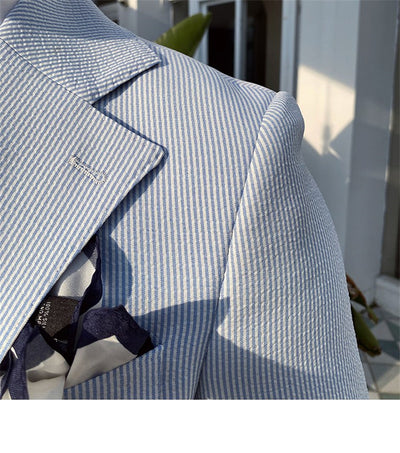Traje Seersucker a Rayas Azules para Hombre - Image 10