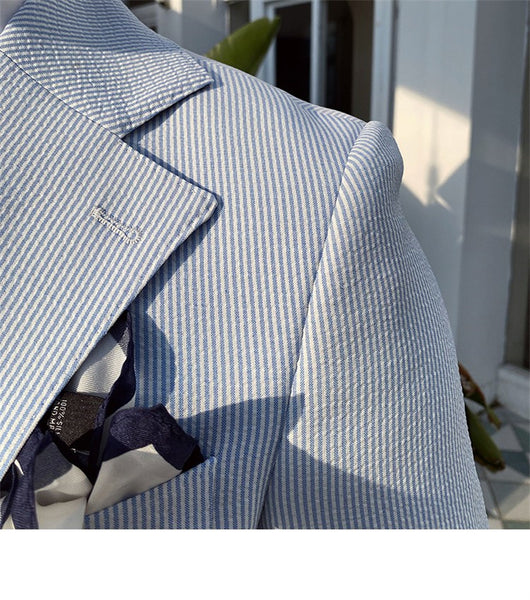 Traje Seersucker a Rayas Azules para Hombre - Image 10
