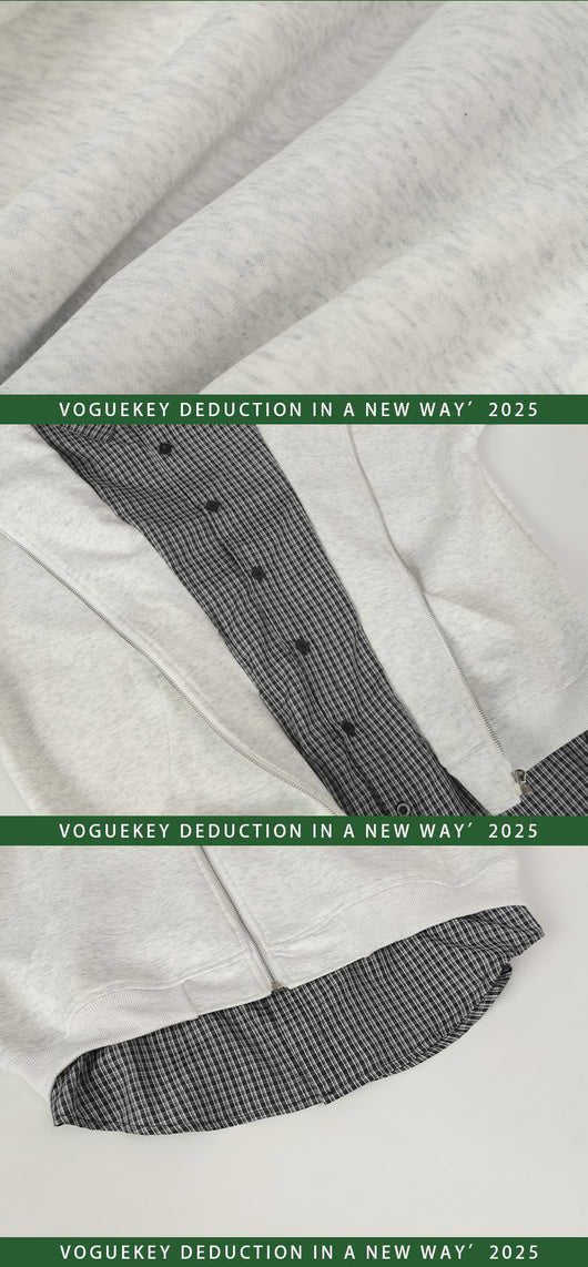 Sudadera Tipo Americana con Efecto Dos Piezas a Cuadros para Hombre - Image 11