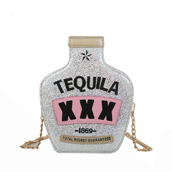Bolso de Hombro para Botella de Vino con Lentejuelas Láser