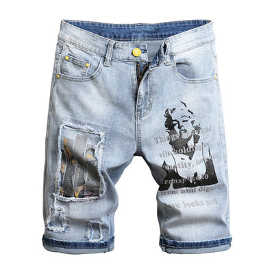 Shorts Vaquero Elástico Hombre Cinco Bolsillos con Bordado - Image 5