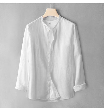 Camisa de Lino Casual Holgada para Hombre - Manga Larga Estilo Retro - Image 12