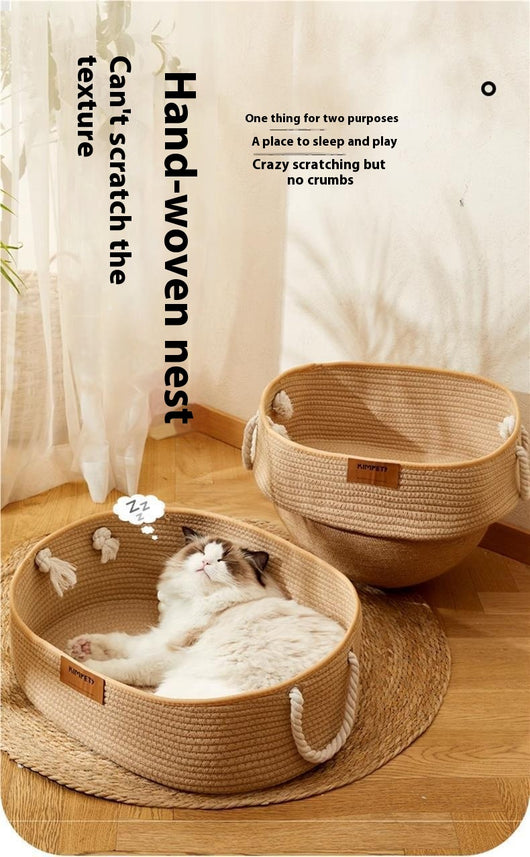 Nido para Gatos de Verano - Cesta Tejida Multiestación en Algodón y Lino - Image 15