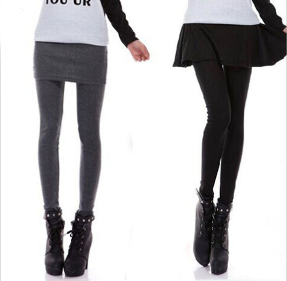 Leggings Falsos con Efecto Dos Piezas - Culotte Ancho con Cierre y Efecto Adelgazante