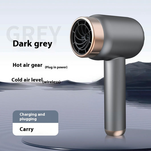 Purple high-speed wireless hair dryer with gold accents, featuring hot and cold air, shown on a reflective surface. - Image 6