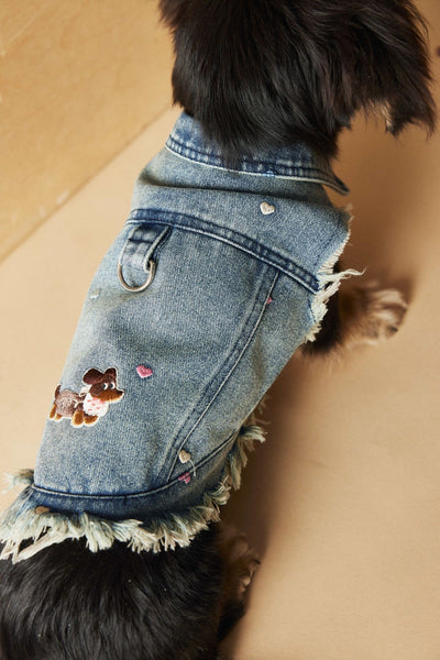 Chaleco Denim sin Mangas con Bordado Schnauzer Maltés Teddy - Image 18