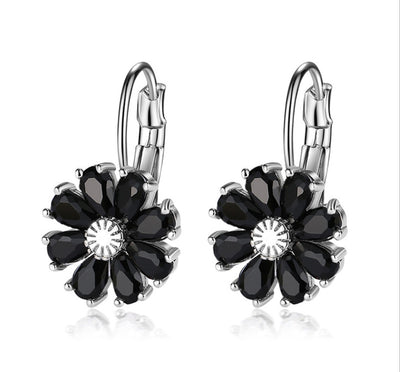Collar y Aretes de Diamante Floral con Circón y Cobre