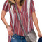 Blusa Estampada Cuello V Manga Corta Ajustada