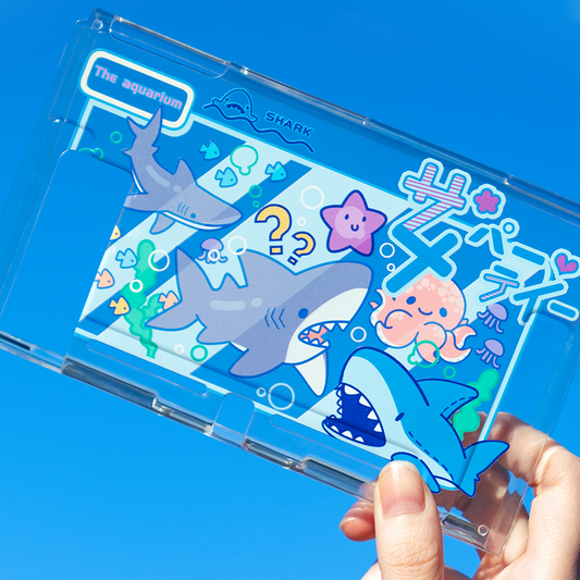 Pink protective case for Nintendo Switch with cute white rabbit and cloud pattern, covering console and Joy-Cons.