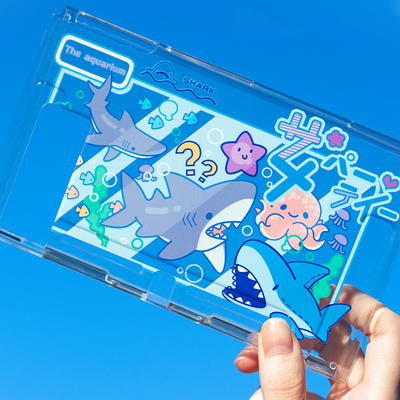 Pink protective case for Nintendo Switch with cute white rabbit and cloud pattern, covering console and Joy-Cons.