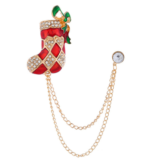 Broche Navideño de Bota con Diamantes - Diseño Doble Capa Europeo y Americano