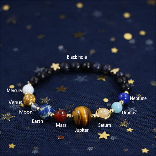 Pulsera del Universo con 8 Planetas en Piedra Azul - Image 8