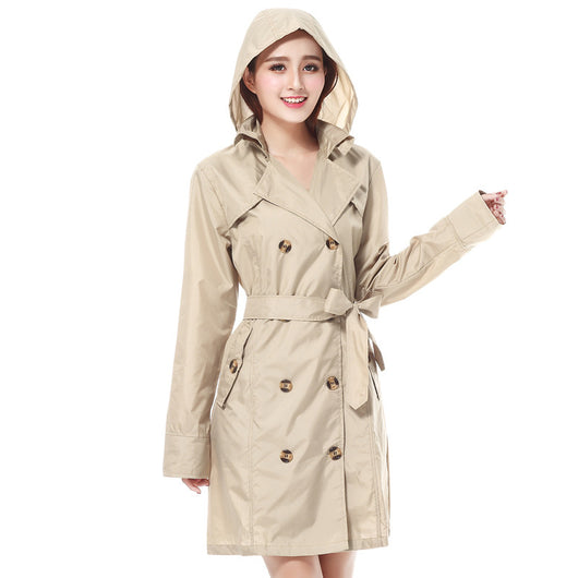 Impermeable Retro Británico para Mujer con Cinturón Ancho - Image 5