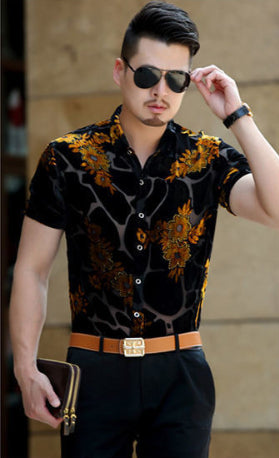 Camisa Hueca para Hombre con Bordado Flocking - Image 20