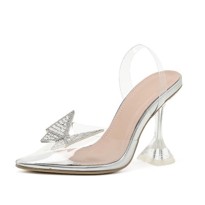 Sandalias de Tacón Alto Transparentes con Alas de Mariposa en Strass - Image 4