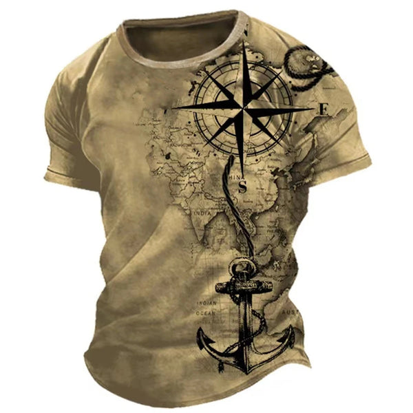 Playera Casual Suelta de Manga Corta para Hombre Cuello Redondo