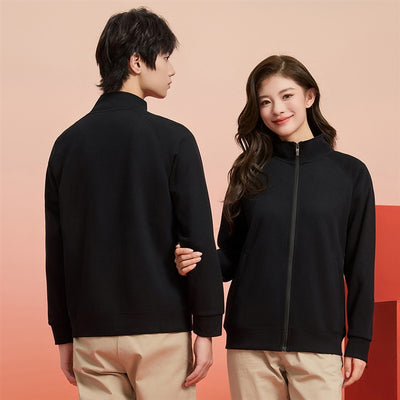 Purple full-zip jacket with a stand-up collar, raglan sleeves, and front pockets, displayed on a hanger. - Image 35