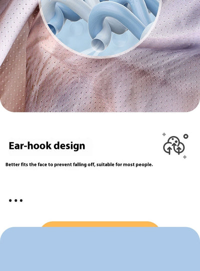Yellow cat face ice silk neck gaiter with ear loops, designed for sun protection during outdoor sports like cycling. - Image 21