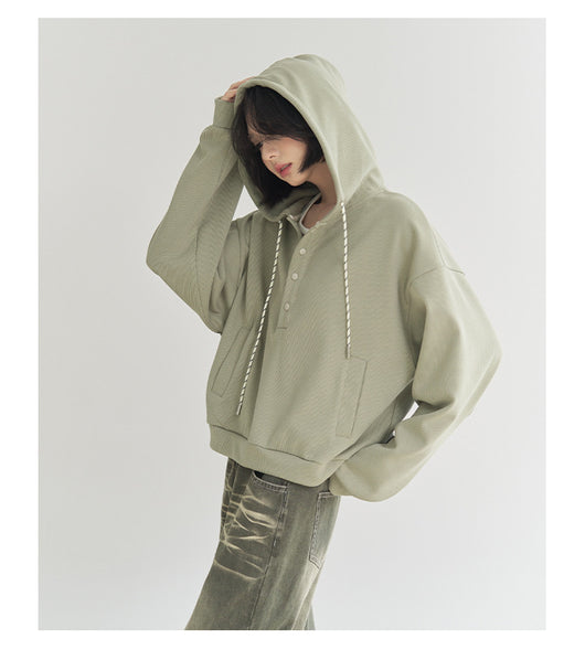 Sudadera Cropped Suelta con Ajuste en Dobladillo para Mujer - Image 10
