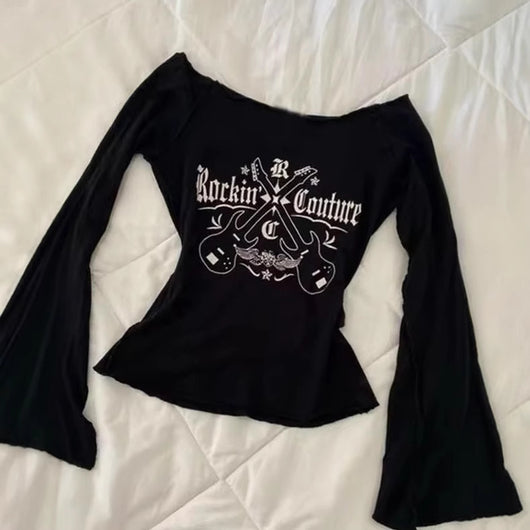 Blusa Larga Estampada Hombros Descubiertos Ajustada Efecto Reductor - Image 4