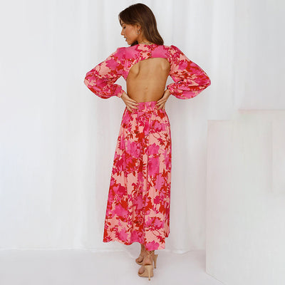 Vestido Retro Europeo Hueco con Estampado Irregular - Image 25