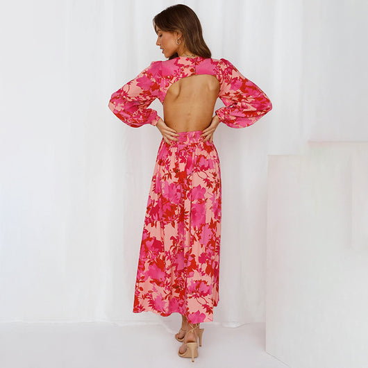 Vestido Retro Europeo Hueco con Estampado Irregular - Image 25