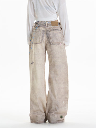 Pantalones Rectos Anchos Vintage con Estampado de Cadena para Mujer - Image 13