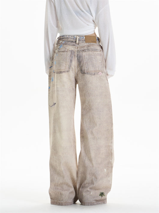 Pantalones Rectos Anchos Vintage con Estampado de Cadena para Mujer - Image 13