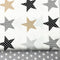 Tela de Algodón con Estrellas de Cinco Puntas y Lunares - Gris y Negro
