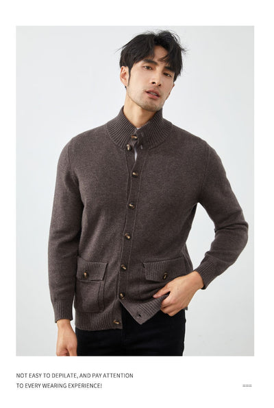 Cardigan de Cashmere Tejido Casual Manga Larga para Hombre - Image 13