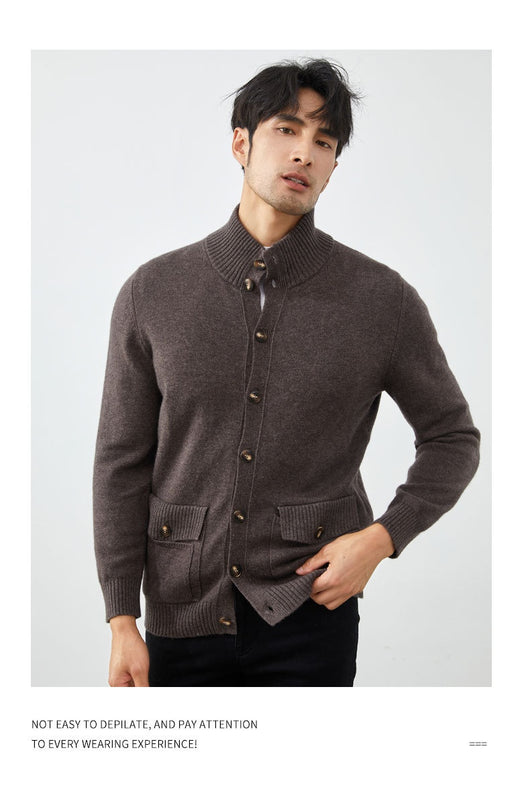 Cardigan de Cashmere Tejido Casual Manga Larga para Hombre - Image 13
