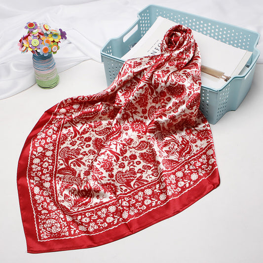 Pañuelo de Seda Artificial Cuadrado Pequeño Estilo Chino