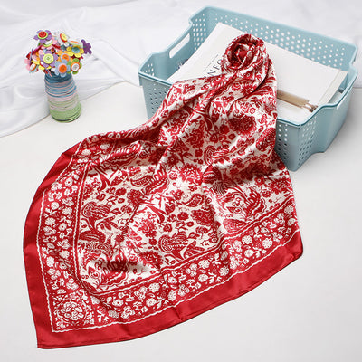Pañuelo de Seda Artificial Cuadrado Pequeño Estilo Chino