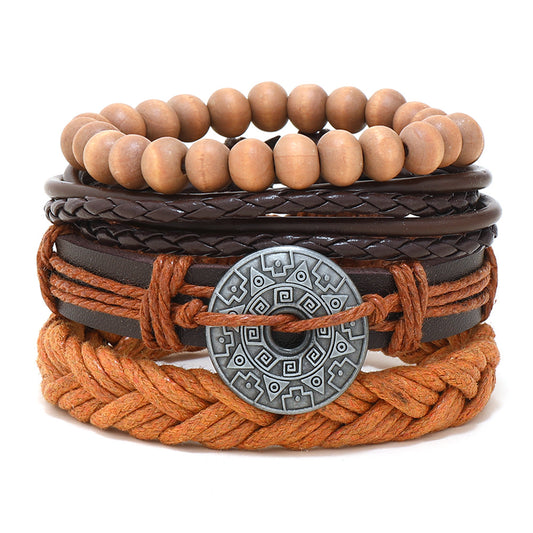 Pulsera de Cuero Multicapa para Hombre - Estilo Casual
