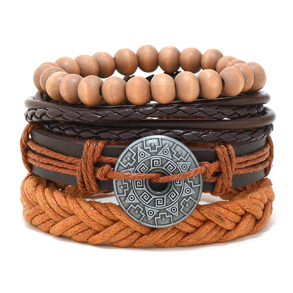Pulsera de Cuero Multicapa para Hombre - Estilo Casual