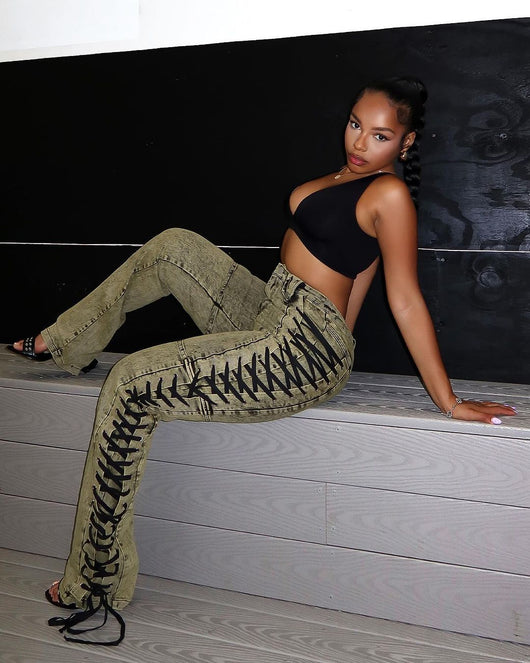 Jeans Bandage con Cordón para Mujer - Estilo Hot Girl Europeo y Americano - Image 36