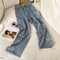 Calça Jeans Reta Folgada de Cintura Alta Feminina XINGX