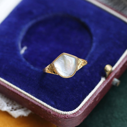 Anillo de Plata 925 con Cristal Natural y Patrón de Hoja