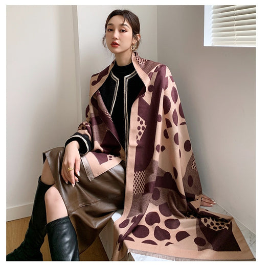 Bufanda Larga Cálida de Cashmira Artificial con Estampado de Lunares - Image 17