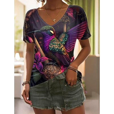 Blusa Casual con Estampado Animal Cuello V Manga Corta Personalizable - Image 8
