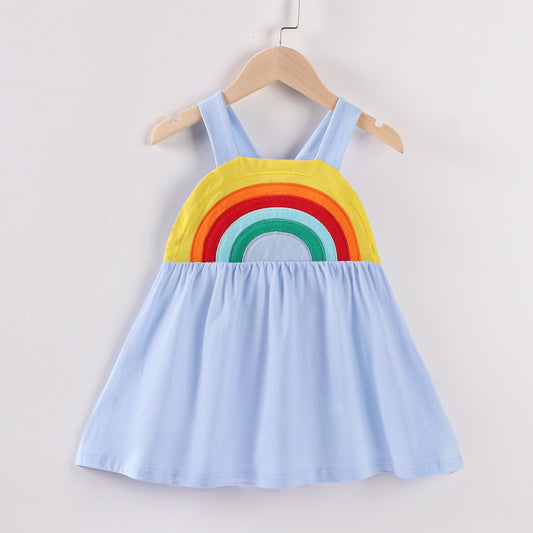 Vestido Princesa Niña con Estampado Arcoíris