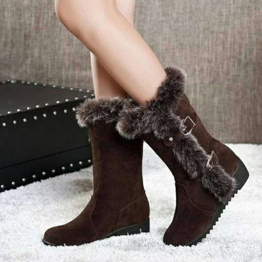 Botas de Nieve para Mujer con Tacón Cuña y Manga de Terciopelo - Image 11