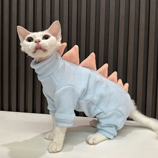 Disfraz de Dinosaurio para Gatos Sphynx - Ropa Térmica Cálida para Gatos sin Pelo - Image 7