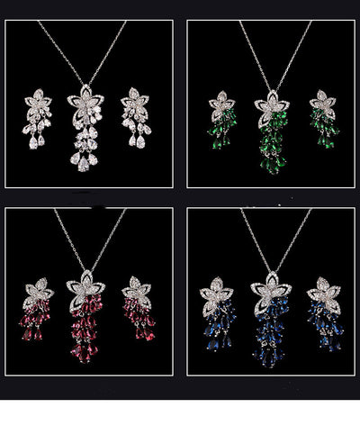 Aretes de Circón Flor Pequeña con Borla de Gota - Hipoalergénicos Estilo Coreano - Image 4