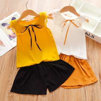 Conjunto Infantil: Blusa Manga Corta con Falda Tirantes - Image 12